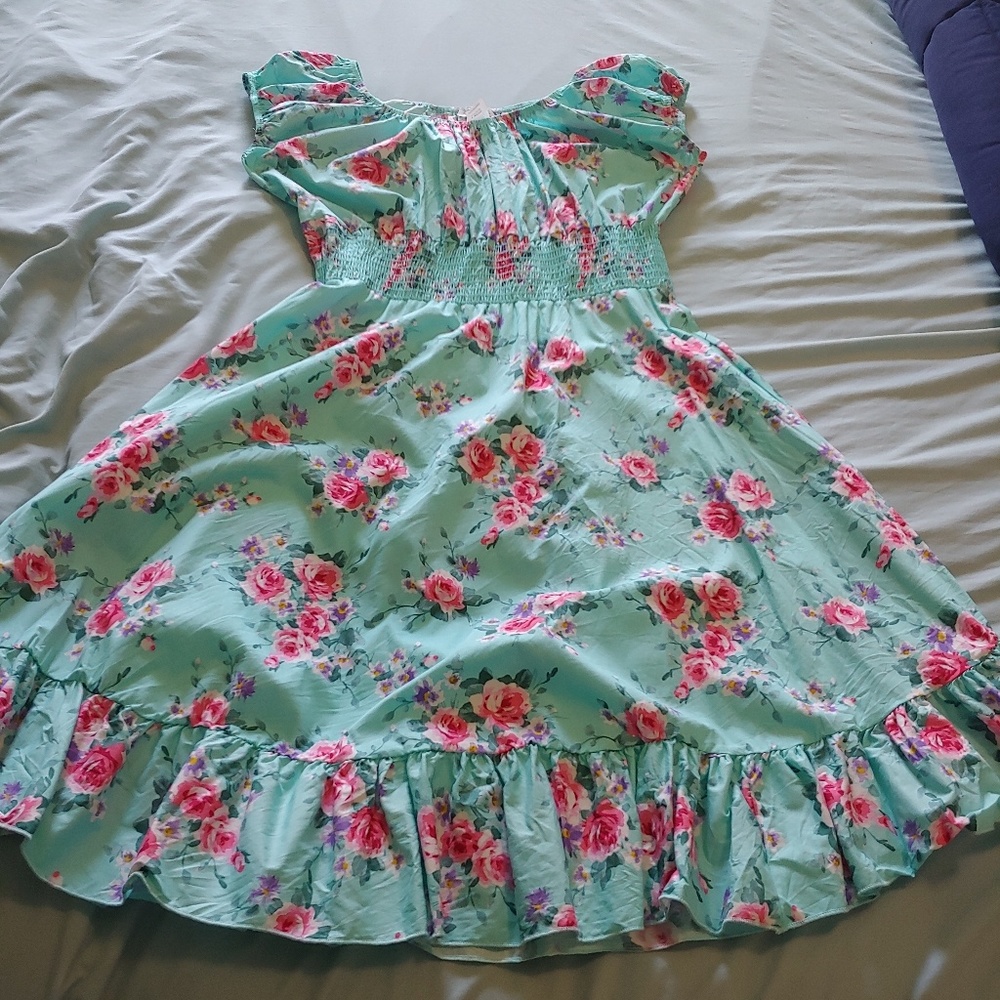 3X Floral peasant style dress